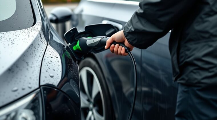 charging evs in rain safety