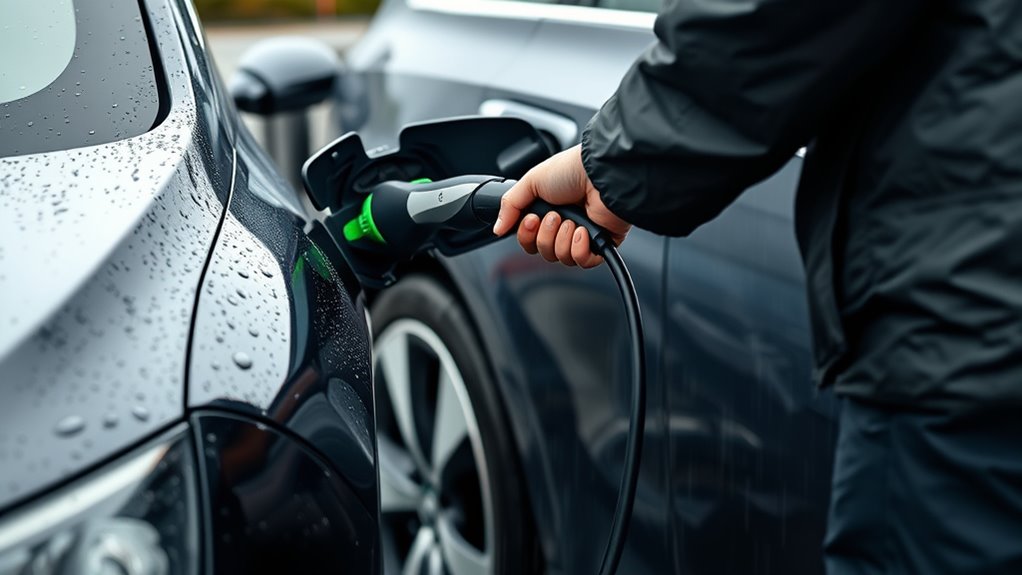 charging evs in rain safety