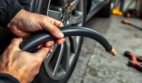 inspecting tire inflator hose