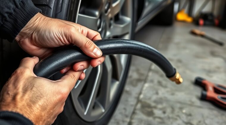 inspecting tire inflator hose