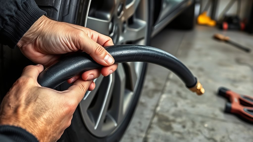 inspecting tire inflator hose