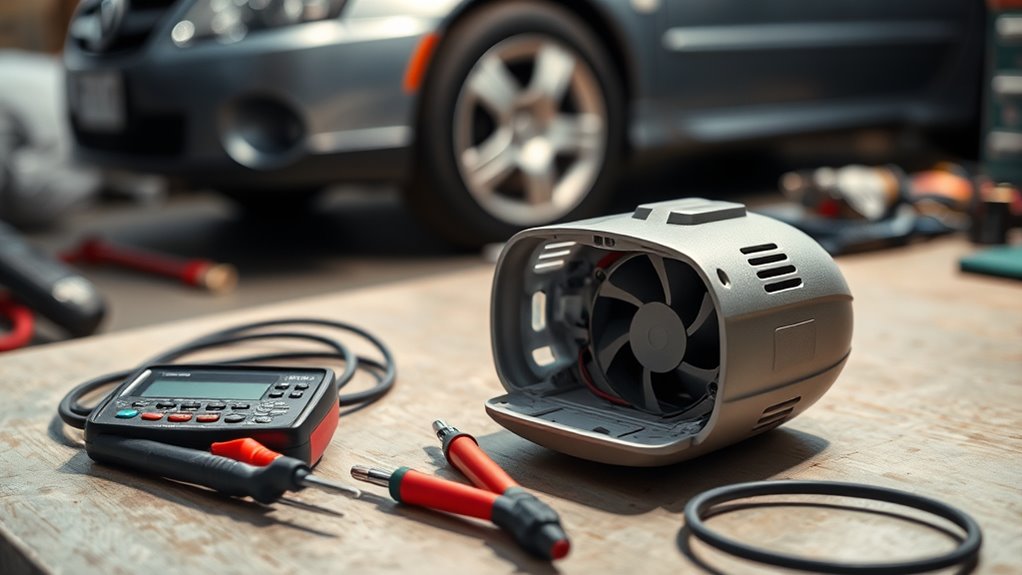 portable tire inflator being checked for repairable problems